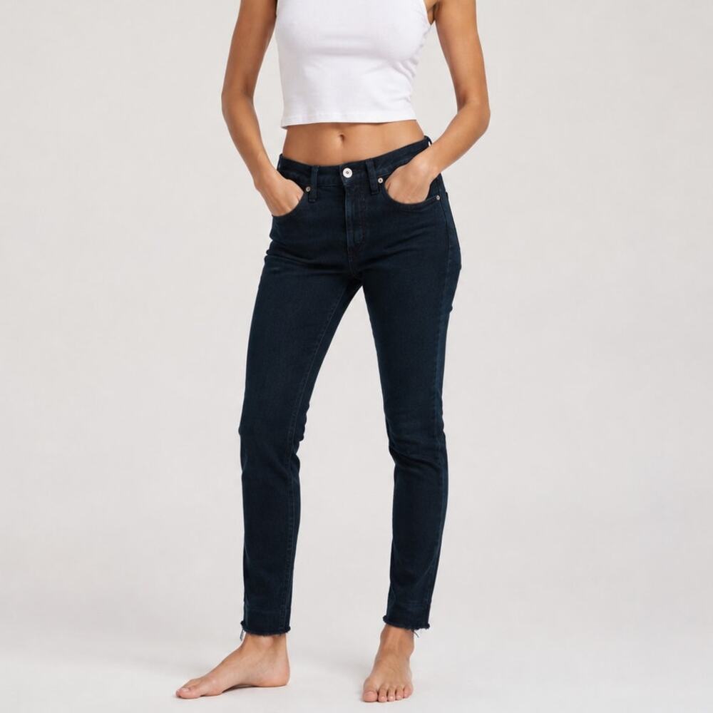 RE/DONE Originals fray crop high rise denim Jeans black/blue size 25